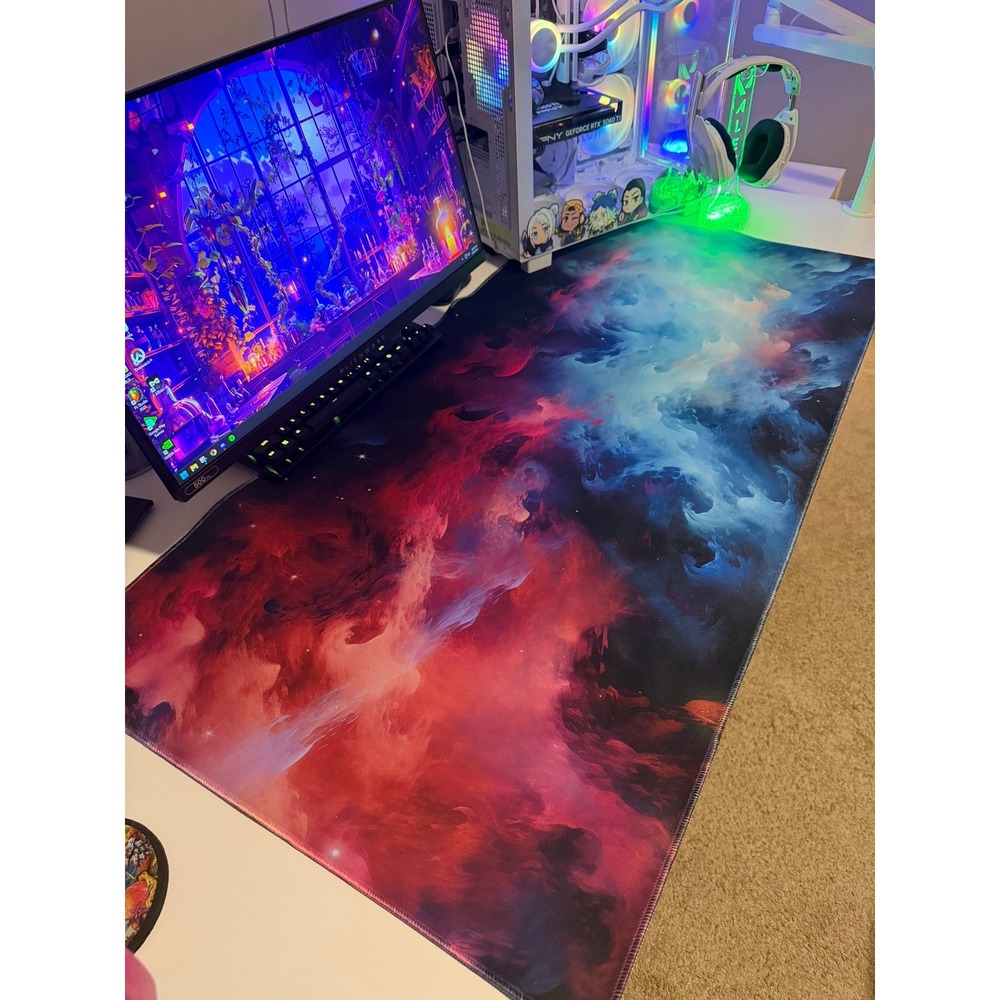 Gaming Desk Mat XXL 24x48 Inches Galaxy Nebula Print